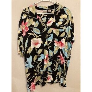 CC Hughes Women’s Button Up Vintage Floral Hawaiian Short Sleeve Plus Size 24W